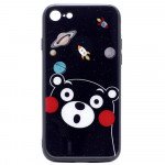 Wholesale iPhone 8 / 7 Design Tempered Glass Hybrid Case (Space Bear)